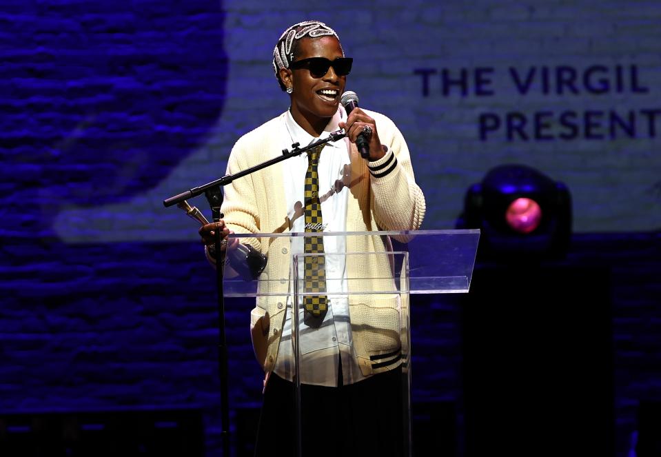 A$AP Rocky receives the Virgil Abloh Award during the 16th annual Harlem's Fashion Row Fashion Show and Style Awards at the Apollo Theater on Sept. 5, 2023, in New York City.
