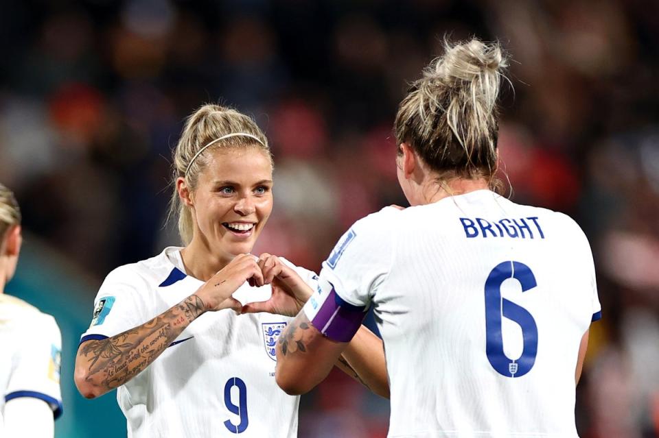 Daly celebrates scoring in England’s 6-1 win over China at the World Cup last year (The FA/Getty)