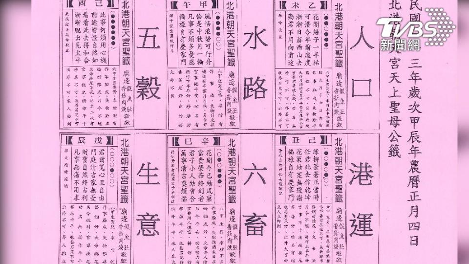 朝天宮抽出的籤詩顯示上半年還不錯。（圖/TVBS）