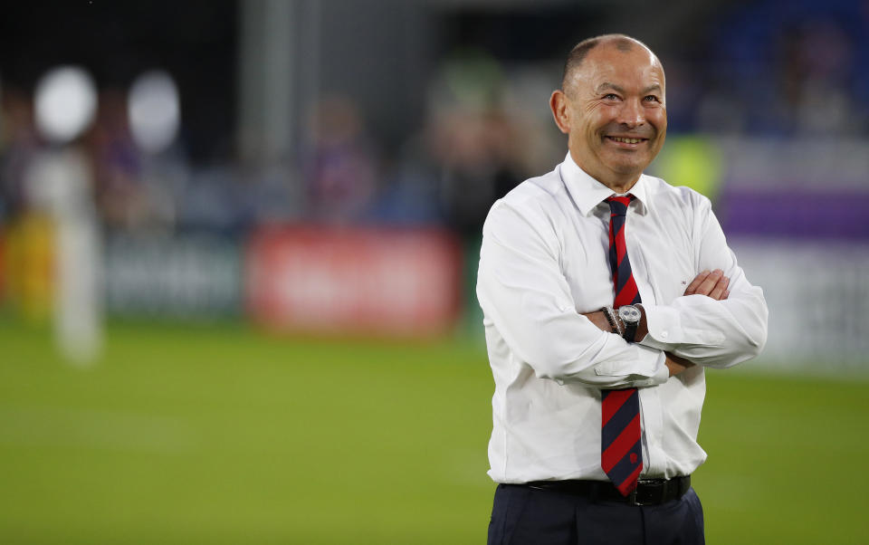 YOKOHAMA, JAPAN - OCTOBER 26: Eddie Jones head coach of England during the Rugby World Cup 2019 Semi-Final match between England and New Zealand at International Stadium Yokohama on October 26, 2019 in Yokohama, Kanagawa, Japan. (Photo by Lynne Cameron/Getty Images) ***Eddie Jones ***