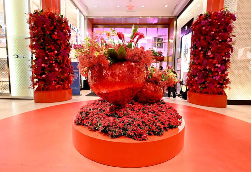 Large floral display at Macy's department store