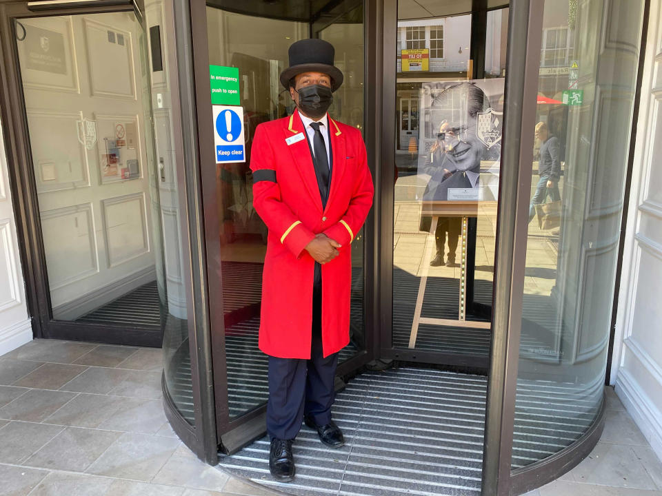 Image: Matthew Callender, head doorman at Macdonald Windsor Hotel. (Adela Suliman / NBC News)