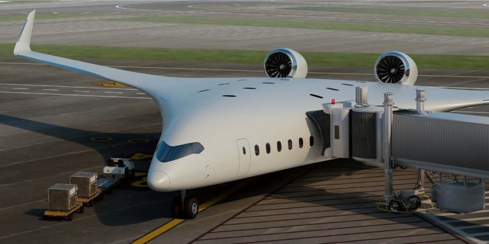 The Pathfinder plane at the airport gate.