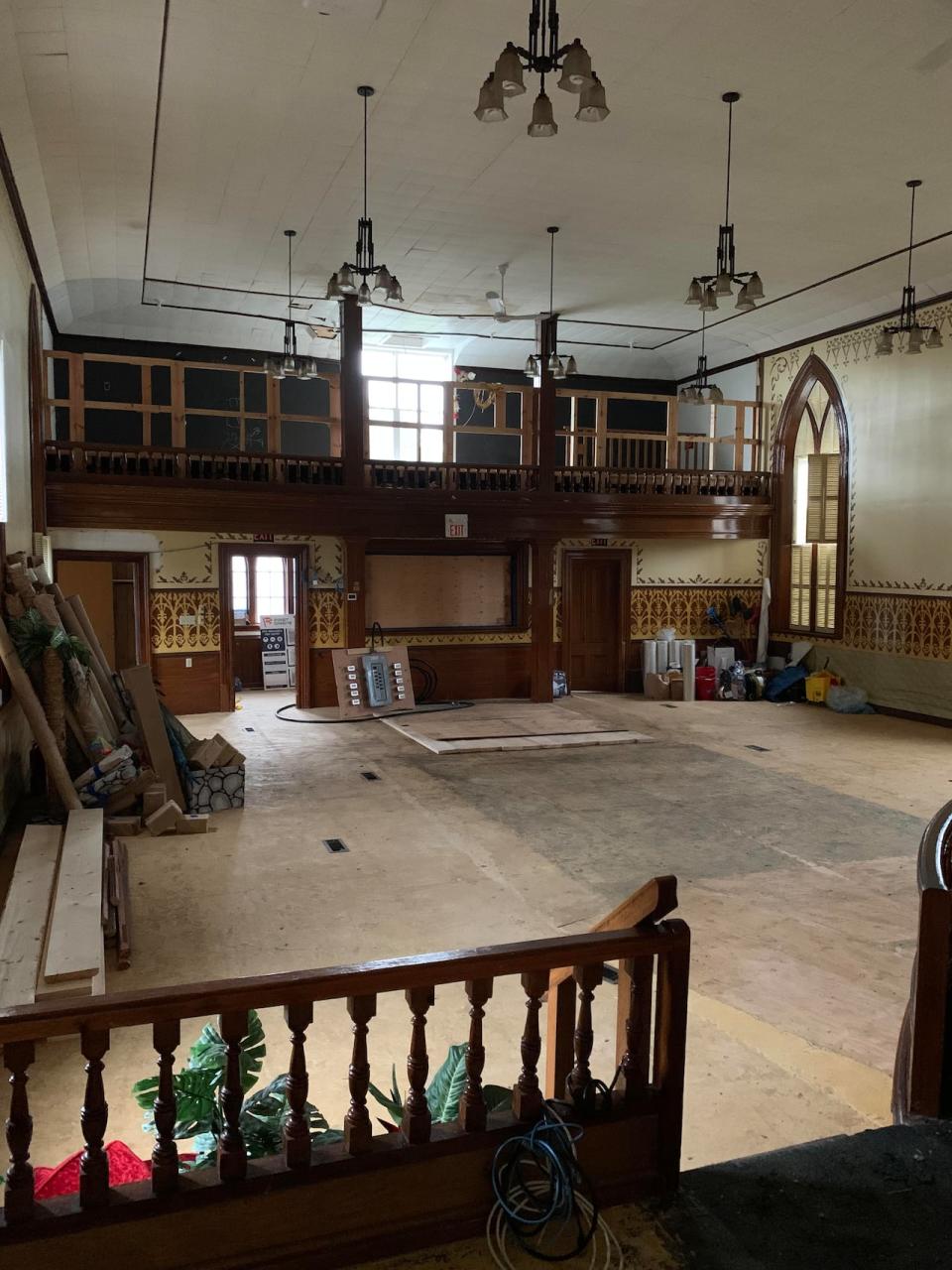 The interior of the Falmouth Baptist Church after it sustained water and smoke damaged last summer. 