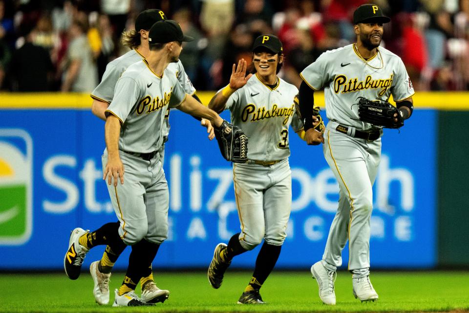 The Pirates had plenty of reason to celebrate after rallying from 9-0 down to win 13-12 on Sept. 23, dealing the Reds a crushing loss when they could least afford it.