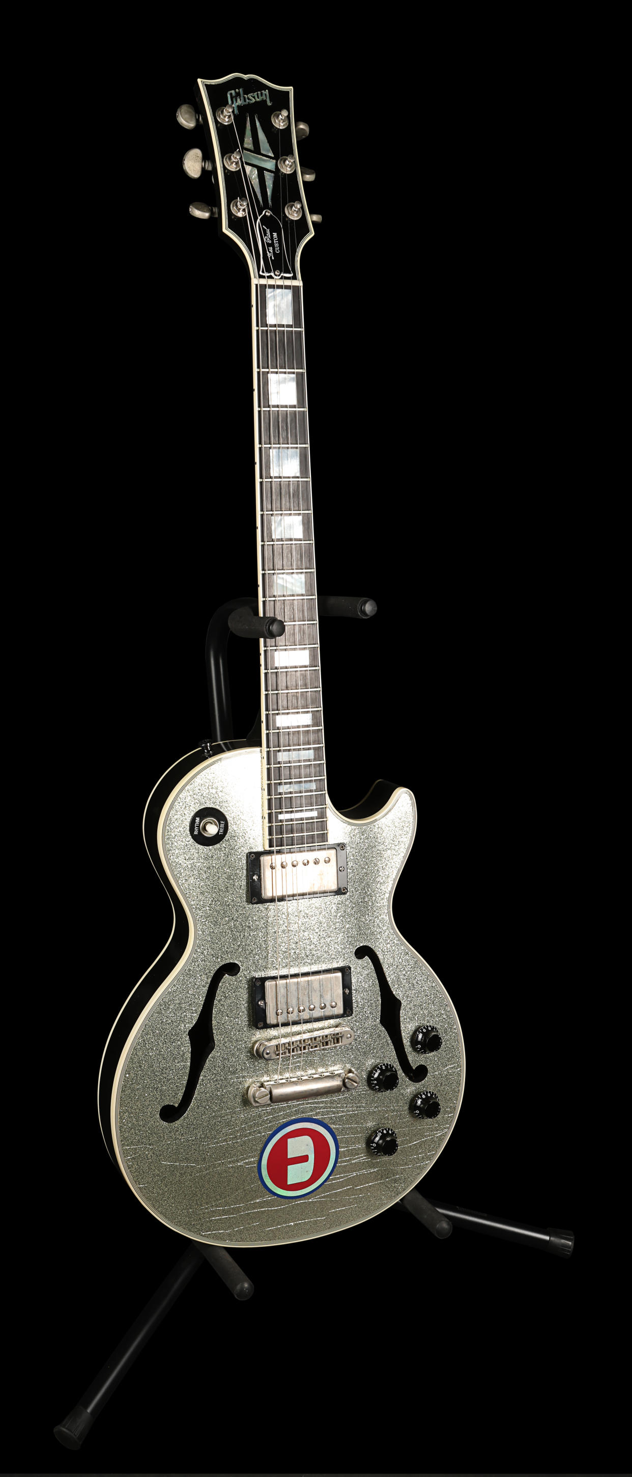 Noel Gallagher’s custom silver sparkle Gibson Les Paul Florentine guitar (Propstore/PA)