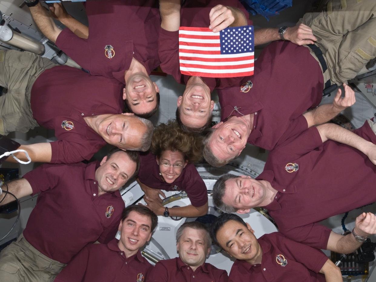 american flag final last nasa shuttle mission crew sts 135 international space station iss 570956main_s135e008059_hires