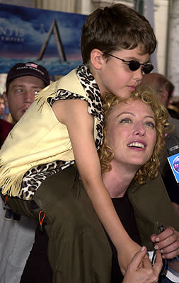 Virginia Madsen and son at the Los Angeles premiere of Disney's Atlantis: The Lost Empire