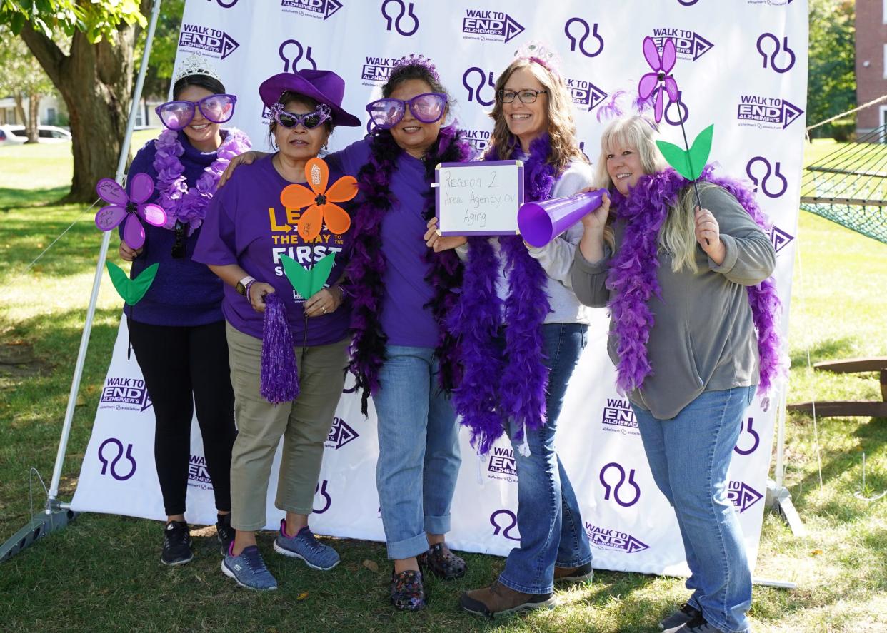 The team from the Region 2 Area Agency on Aging — now known as WellWise Services Area Agency on Aging — poses for a group photo Oct. 2, 2022, at the 2022 Lenawee County Walk to End Alzheimer's.