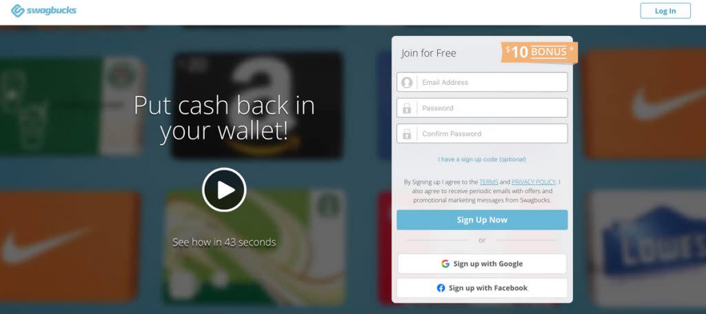 This is a screenshot of Swagbucks.