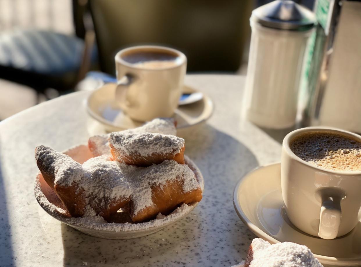 Cafe De Monde beignets and chicory coffee.