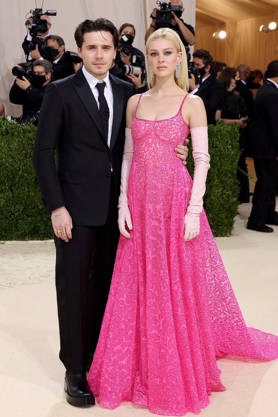 Brooklyn Beckham and Nicola Peltz attend The 2021 Met Gala Celebrating In America: A Lexicon Of Fashion at Metropolitan Museum of Art on September 13, 2021