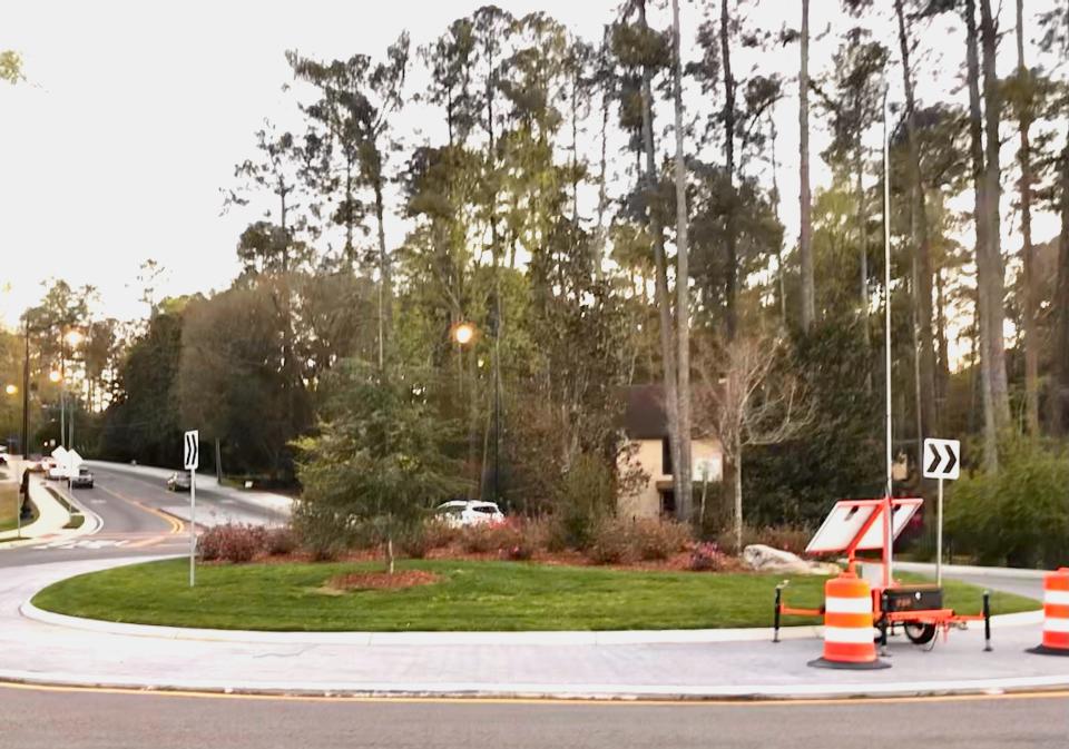 Landscaped by Augusta National Golf Club, this roundabout at the intersection of Berckmans Road and Ingleside Drive takes its first turn easing Masters Tournament traffic this year.