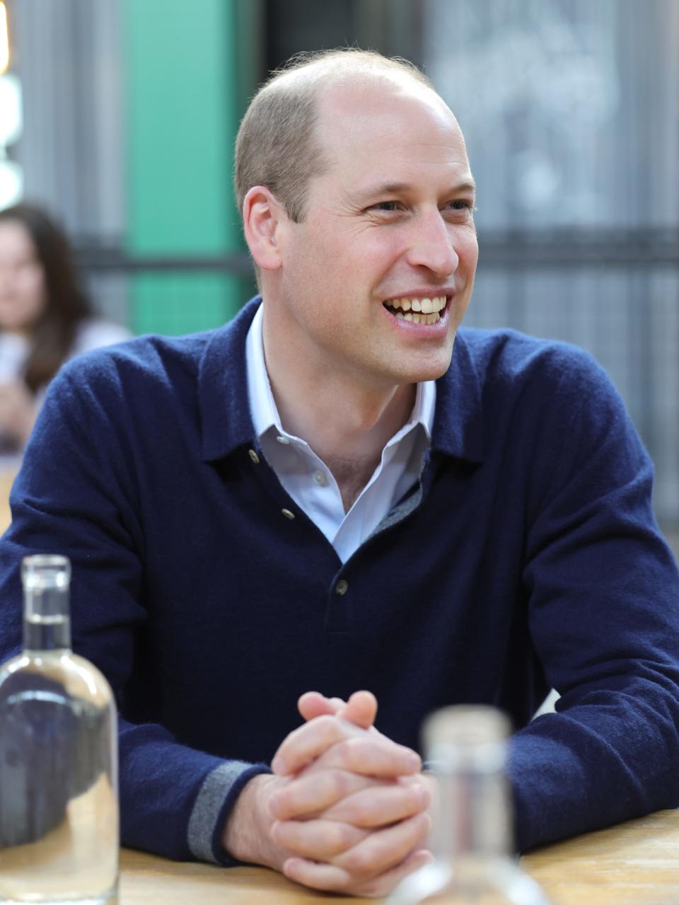 Prince William, the Prince of Wales, during a visit to the Koszyki food hall in Warsaw, Poland to meet Ukrainian refugees on March 23, 2023.