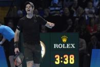 Britain Tennis - Barclays ATP World Tour Finals - O2 Arena, London - 19/11/16 Great Britain's Andy Murray celebrates winning his semi final match against Canada's Milos Raonic Reuters / Toby Melville Livepic