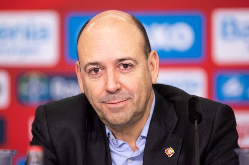 Fernando Carro, managing director of Bundesliga soccer club Bayer 04 Leverkusen, reacts during a press conference in the BayArena. Bayer Leverkusen CEO Fernando Carro doesn't see the Bundesliga table topper against second-placed Bayern Munich as an early decision to the title race. Marius Becker/dpa