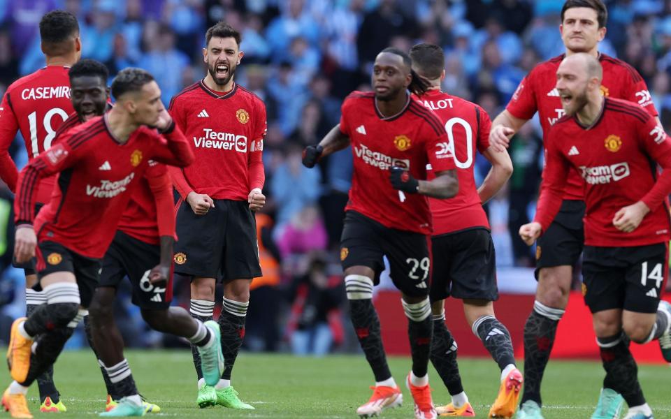 Antony cups his ear as United celebrate