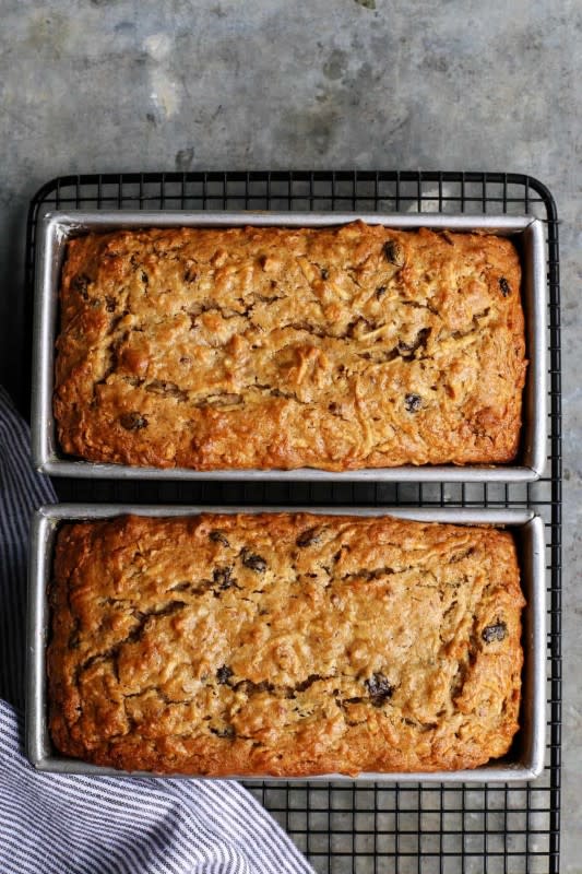 <p>A Farm Girl's Dabbles</p><p>A quick and easy apple bread recipe that’s loaded with shredded apples! Spiced with cinnamon, nutmeg and vanilla, this moist apple bread is perfect for fall! </p><p><strong>Get the recipe: <em><a href="https://www.afarmgirlsdabbles.com/grandma-barbs-apple-bread/" rel="nofollow noopener" target="_blank" data-ylk="slk:Apple Bread;elm:context_link;itc:0;sec:content-canvas" class="link ">Apple Bread</a></em></strong></p>