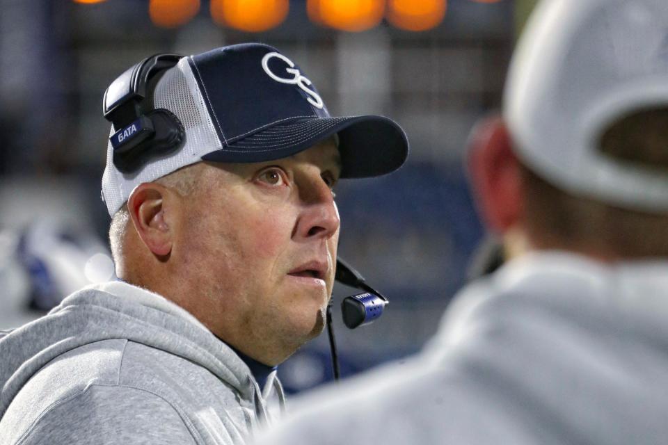 Georgia Southern head coach Clay Helton during the Eagles' 23-10 loss to Marshall on Nov. 19, 2022 at Paulson Stadium in Statesboro.