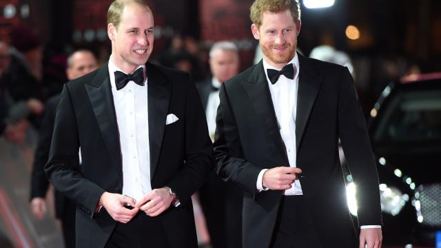 Prince William, Duke of Cambridge and Prince Harry attend the European Premiere of 'Star Wars: The Last Jedi' at Royal Albert Hall on December 12, 2017 in London, England.