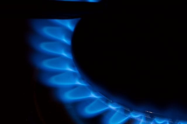 Gas flame of a stove in the dark