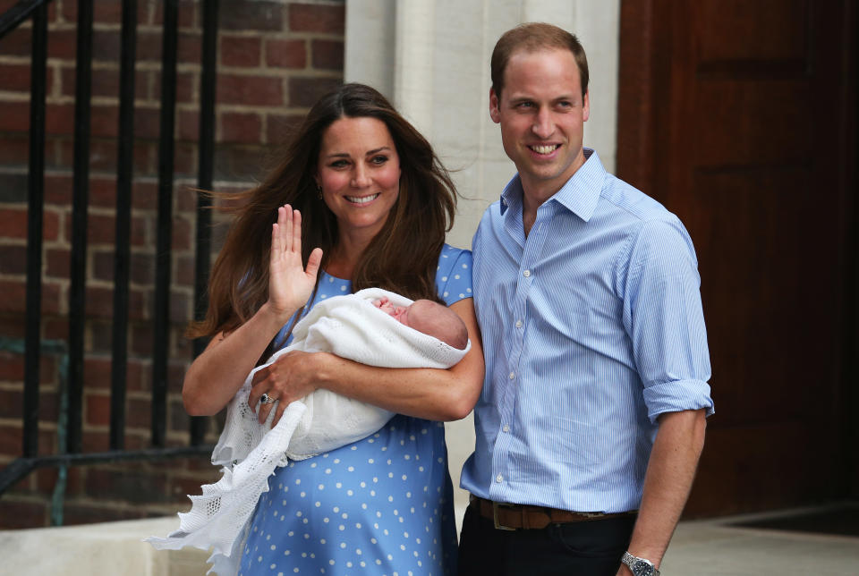 Prince William, Duke of Cambridge and Catherine, Duchess of Cambridge, depart The Lindo Wing with their newborn son at St Mary's Hospital on July 23, 2013 in London, England. The Duchess of Cambridge yesterday gave birth to a boy at 16.24 BST and weighing 8lb 6oz, with Prince William at her side. The baby, as yet unnamed, is third in line to the throne and becomes the Prince of Cambridge.