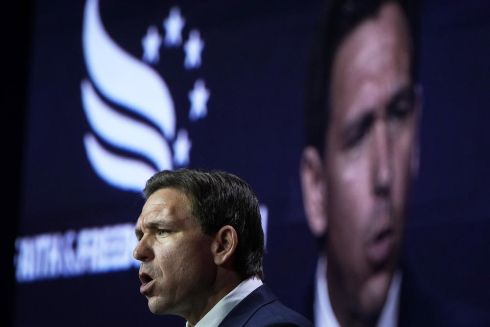Gov. Ron DeSantis speaks at the Faith and Freedom Road to Majority conference in Washington, D.C. (Drew Angerer / Getty Images)