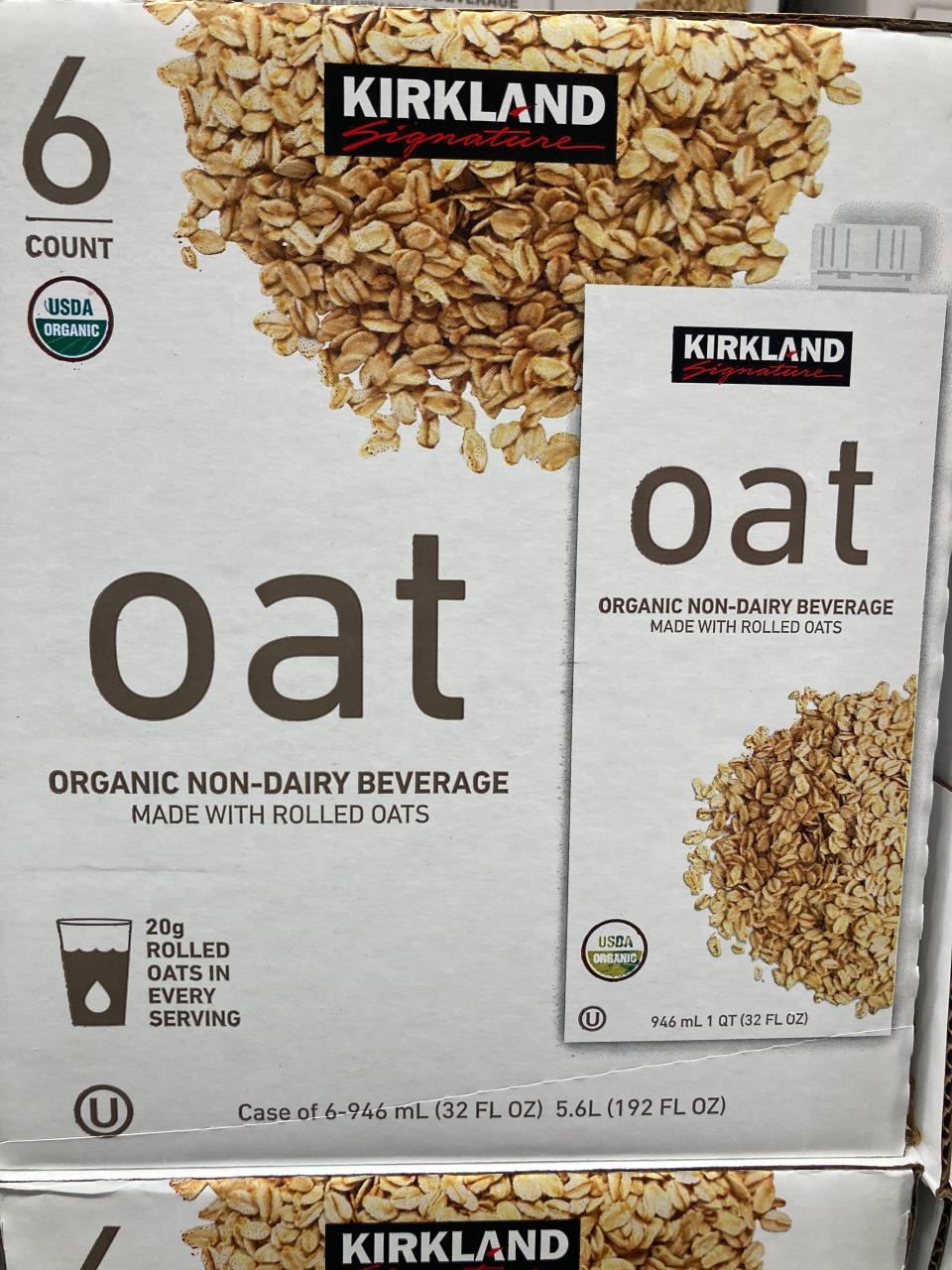 White box of Kirkland's oat milk at Costco