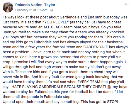 Was the scuffle the result of racial tensions? Source: Facebook/Rolanda Nation-Taylor