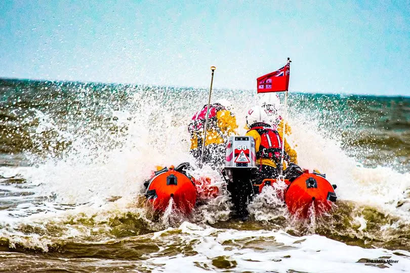 Bridlington RNLI Inshore Lifeboat (ILB) ‘Ernie Wellings’ launching.