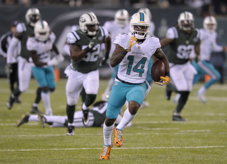 Jarvis Landry predicted the Dolphins would sweep the Patriots this season. (AP)