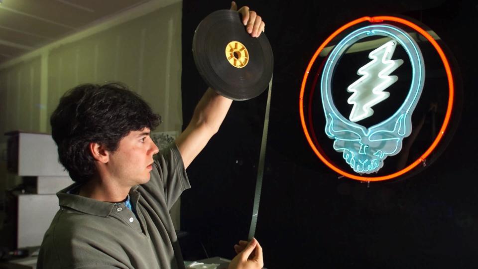 LEMIEUX David Lemieux, audio-visual archivist for the Grateful Dead, holds up a piece of 16mm motion picture film while working in the vault at the Dead's warehouse in Novato, Calif.