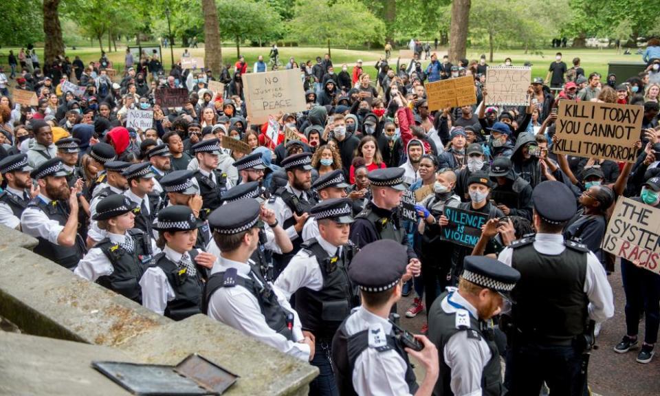 A Black Lives Matter protest near the Home Office in London.