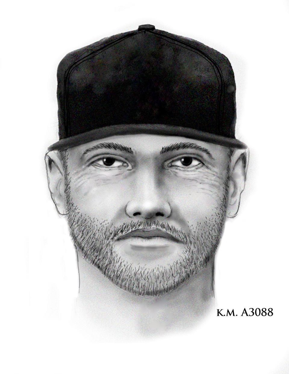 This is the sketch police have released of the man who shot and killed a 10-year-old in her driveway Wednesday, April 3, 2019.