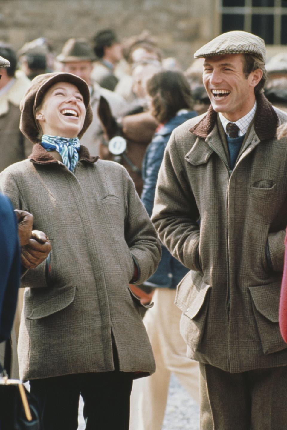 Princess Anne and Mark Phillips laughing together