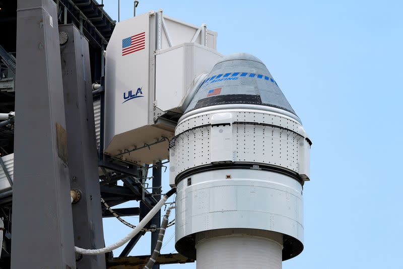 FILE PHOTO: Boeing's CST-100 Starliner spacecraft is prepared for launch, at Cape Canaveral