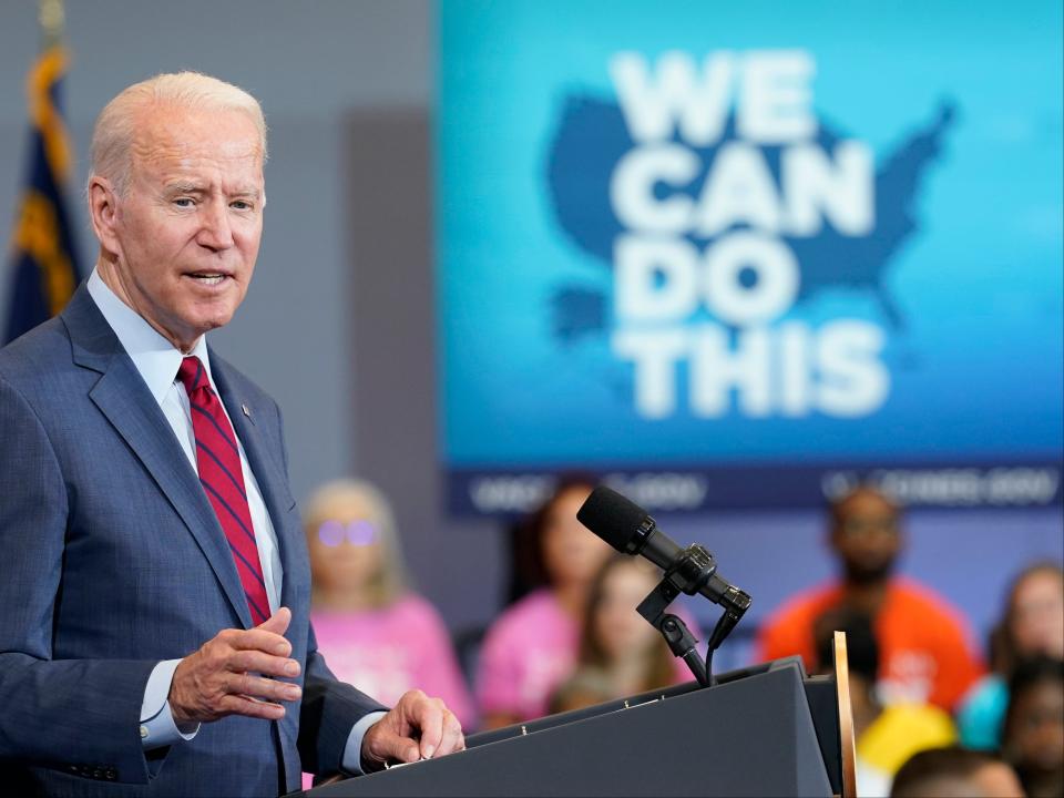 Joe Biden is walking back remarks about vetoing a bipartisan infrastructure package if a separate families bill didn’t pass, following GOP uproar. (AP)
