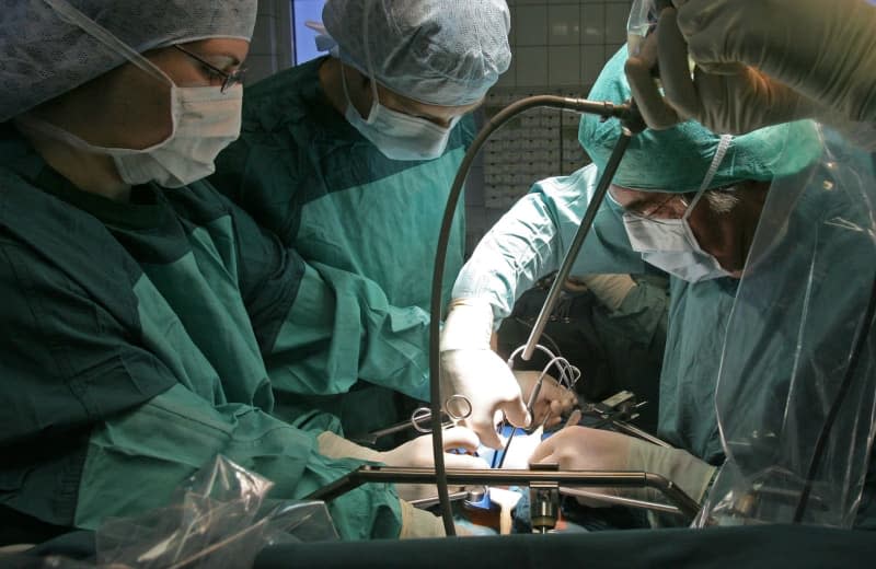 Doctors participate in an operation at Jena University Hospital. The world's first patient with a transplanted pig kidney has died, almost two months after the operation. Jan-Peter Kasper/dpa-Zentralbild/dpa