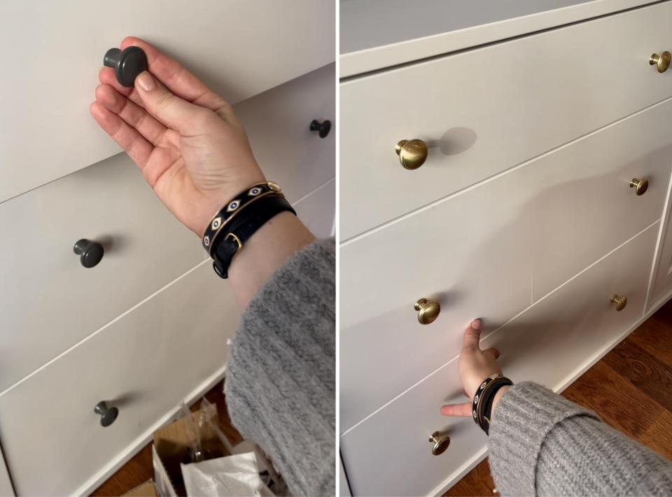 A before and after shot of Clare McLaughlin's modified drawers.