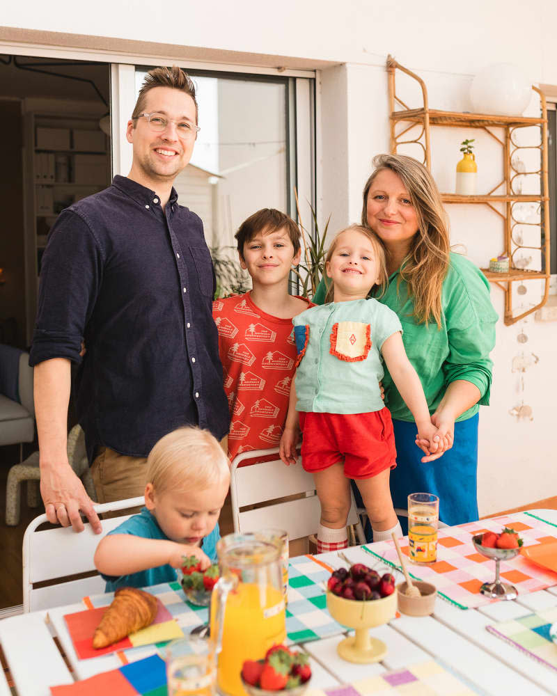 Family at outdoor table