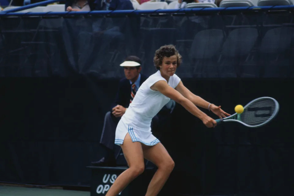 La tenista Pam Shriver de Estados Unidos durante su participación en el Abierto de Estados Unidos de 1978. 