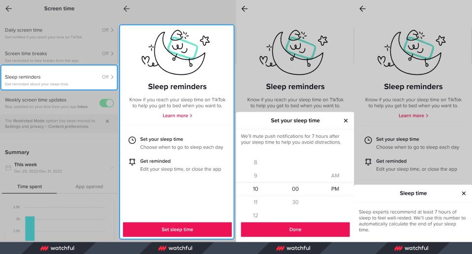 TikTok sleep reminders