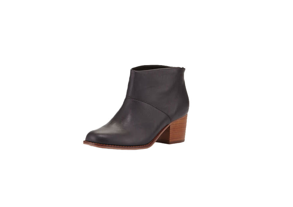 Toms Leila Leather Block-Heel Bootie in Black, $139, neimanmarcus.com