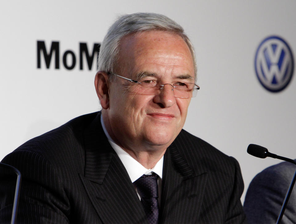 FILE - In this May 23, 2011 file photo, Martin Winterkorn, CEO of German automaker Volkswagen AG, participates in a news conference at New York's Museum of Modern Art. Winterkorn told reporters on Tuesday, Oct. 23, 2012, that VW is considering the introduction of a new midsize SUV for the North American market, and that its plant in Chattanooga, Tenn., would be in the running to make the new model. (AP Photo/Richard Drew, File)