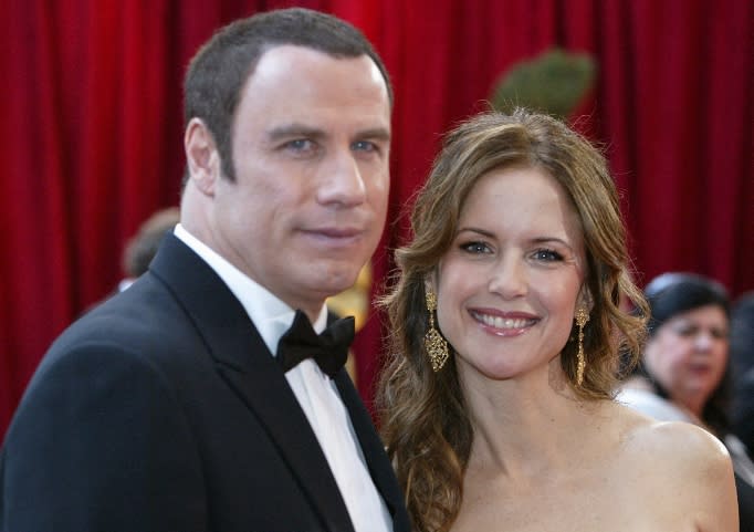 John Travolta and Kelly Preston on the red carpet at the 2015 Vanity Fair Oscar Party held at the Annenberg Center in Beverly Hills, California, Sunday February 22, 2015. 