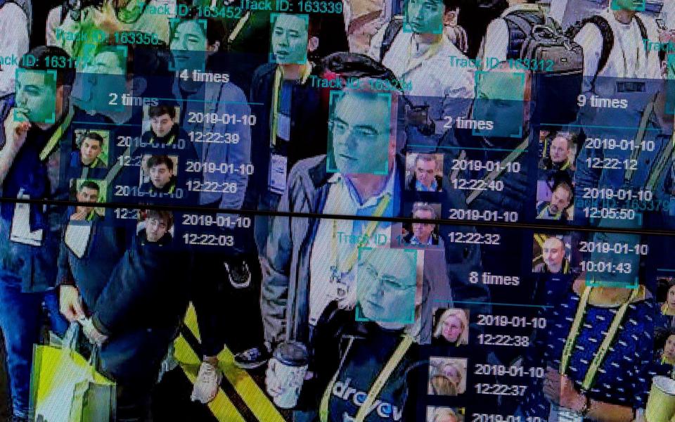 Facial recognition technology at work at an electronics conference - AFP