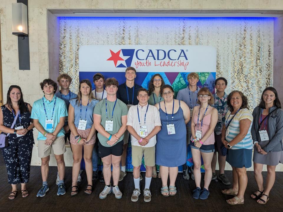 SAFE and RISE youth gather with Health Department of Northwest Michigan staff at the CADCA conference in Dallas, Texas recently. While there, the local students attended sessions on leadership and community coalitions.
