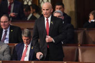 Rep. Keith Self, R-Texas, votes for Rep. Byron Donalds, R-Fla., in the House chamber as the House meets for a second day to elect a speaker and convene the 118th Congress in Washington, Wednesday, Jan. 4, 2023. (AP Photo/Alex Brandon)