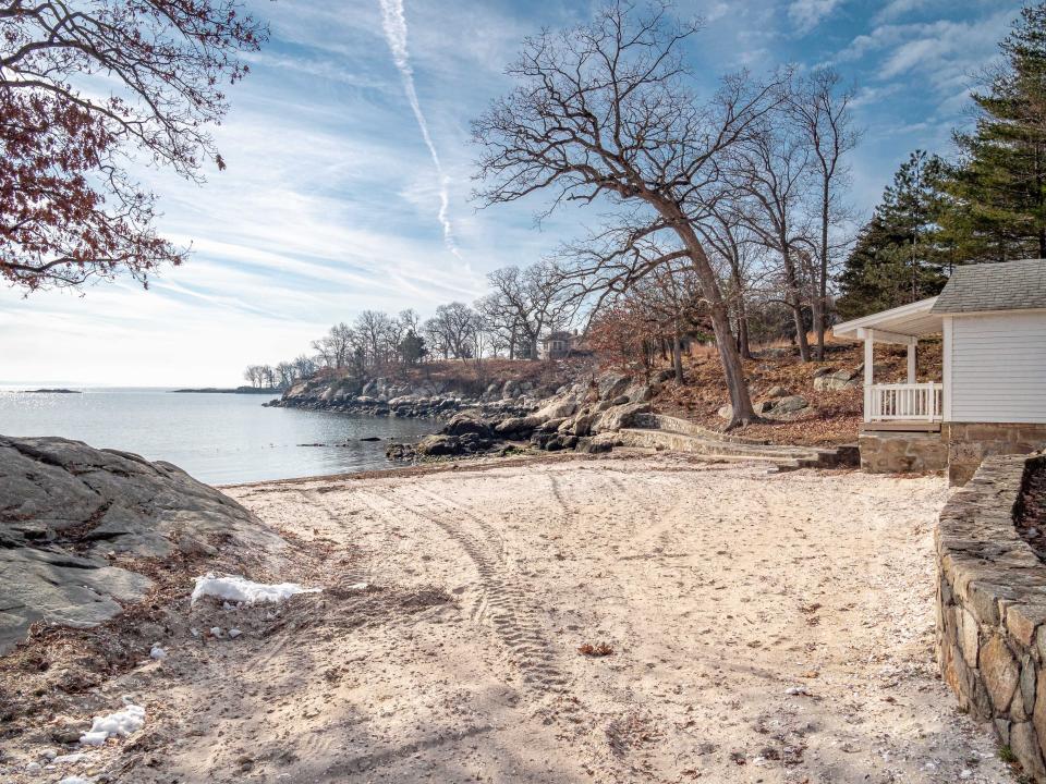 The realtor said the white sandy beach on Great Island is naturally occurring.