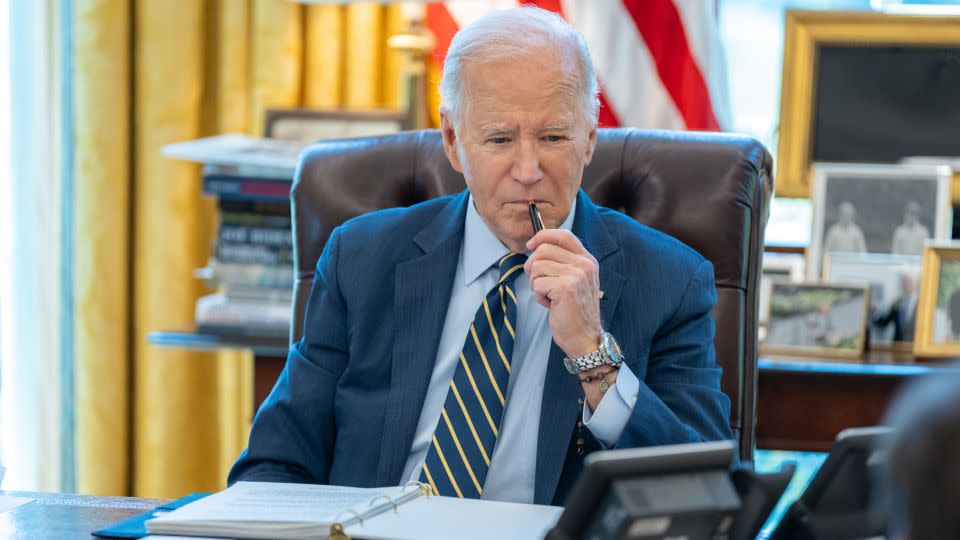 In this photo posted to X, US President Joe Biden talks to Israeli Prime Minister Benjamin Netanyahu on April 4, 2024. - From The White House